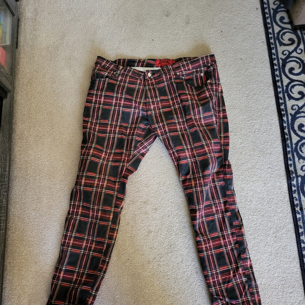 Tripp NYC Red and Black Plaid Skinny Jeans